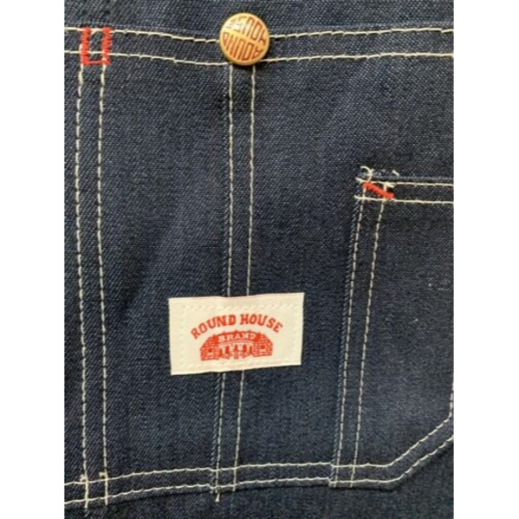 Vintage Round House Dark Blue Jean Denim Made in USA Overalls Men’s 40X32 NOS - Picture 4 of 7